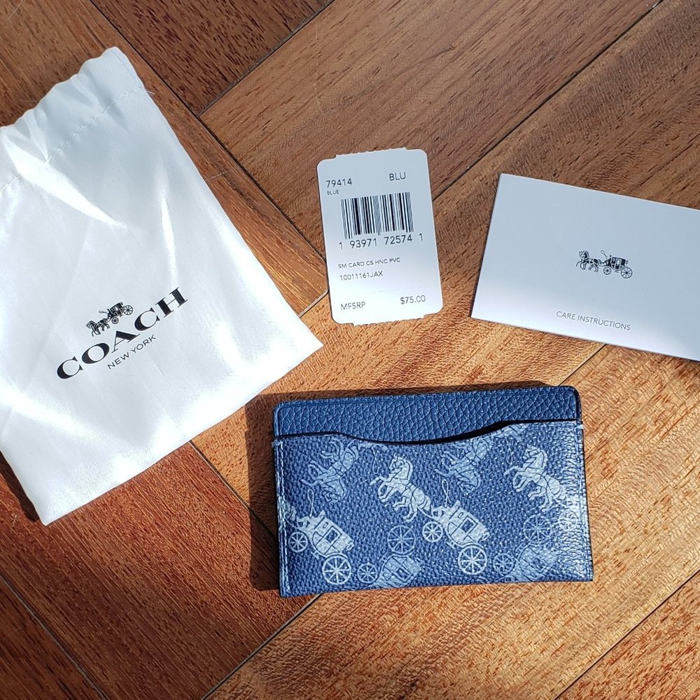 COACH Small Card Case w/ Horse and Carriage Print